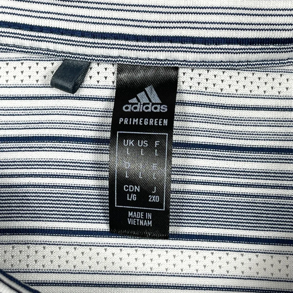 Adidas Polo Shirt Mens‎ Large Gray Striped Golf Casual Vacation Travel Preppy